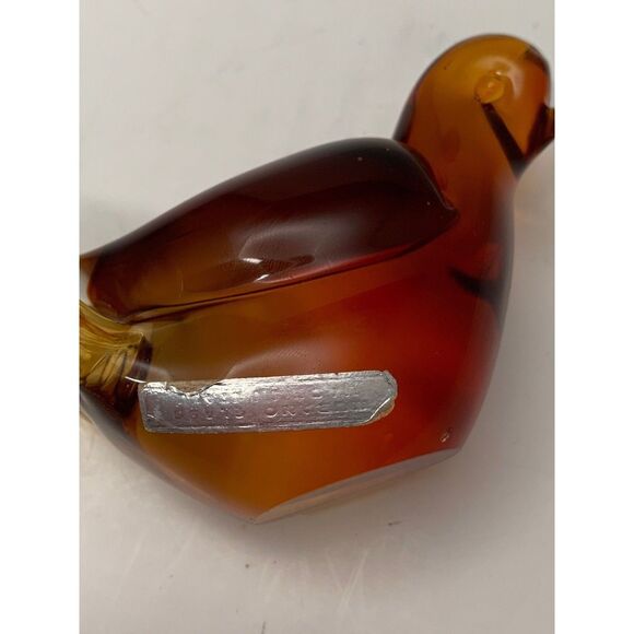 Vintage Murano Art Glass Amberina Dove Figurine Italy – Chipped Beak – Charming - Picture 5 of 9